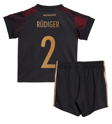 Tyskland Antonio Rudiger #2 Bortaställ Barn VM 2022 Kortärmad (+ Korta byxor)
